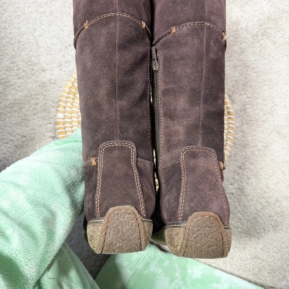 Timberland Y2K Moorland Hollace Tall Brown Suede Lace-Up Boots Sherpa Lined 7.5M